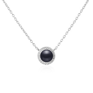 Colier perla naturala neagra si cristale cu lantisor argint DiAmanti SK21247N_B-G (Argint 925‰ 2,5 g.)
